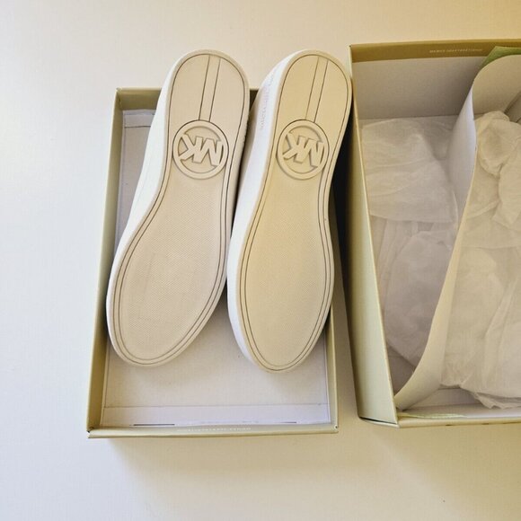 Michael Kors Women’s Lace Up Sneaker Irving Optic White Gold Leather Size 9M/39M - Picture 13 of 16